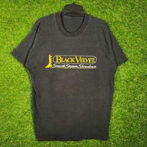 Vintage Black Velvet Smooth Steppin Showdown T-Shirt XL‎ Black 90s Single Stitch